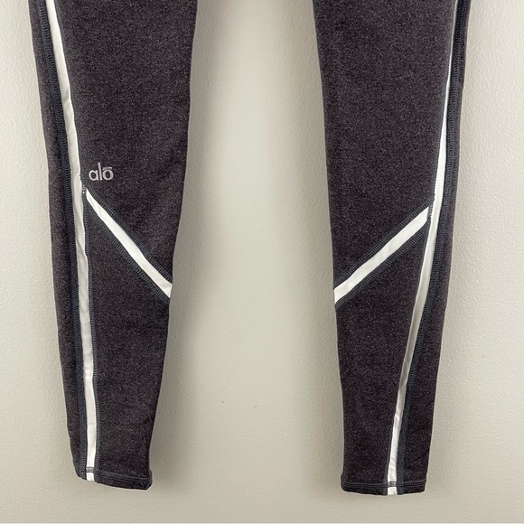 ALO Yoga Heathered Grey White Shimmer Panels Talia Athletic Performance Leggings - Picture 7 of 9